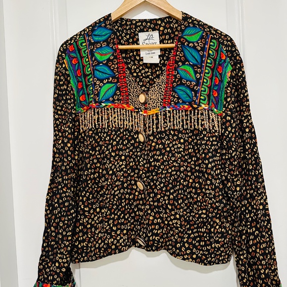 Vintage 2-Piece Set | LA Sport by Lori Ann Skirt and Jacket Set Vibrant Pattern - Picture 3 of 14